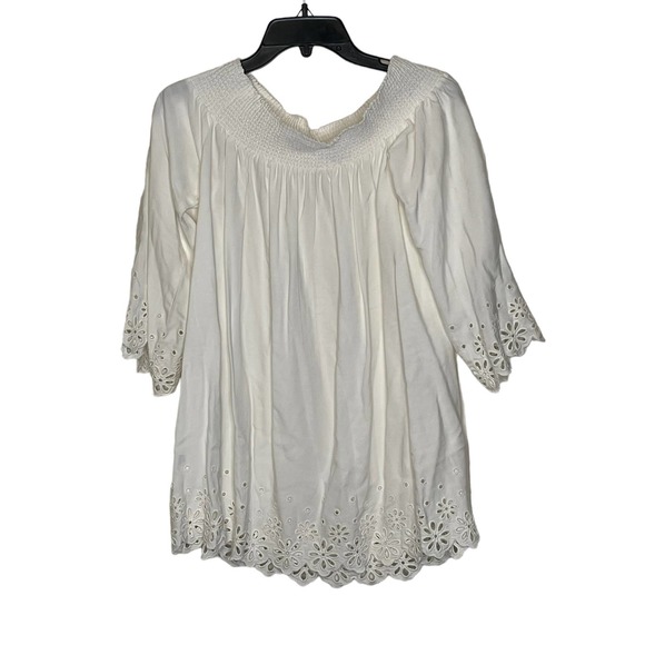 Daniel Cremieux Blouse Top Size Small White With Floral Lace Rayon Womens - Picture 8 of 8